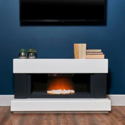 Αδάμ Adam Verona Fireplace Suite In Pure White & Charcoal Grey, 48 Inch -None || EGLO || Energizer Sales 14199613 1995009418347112