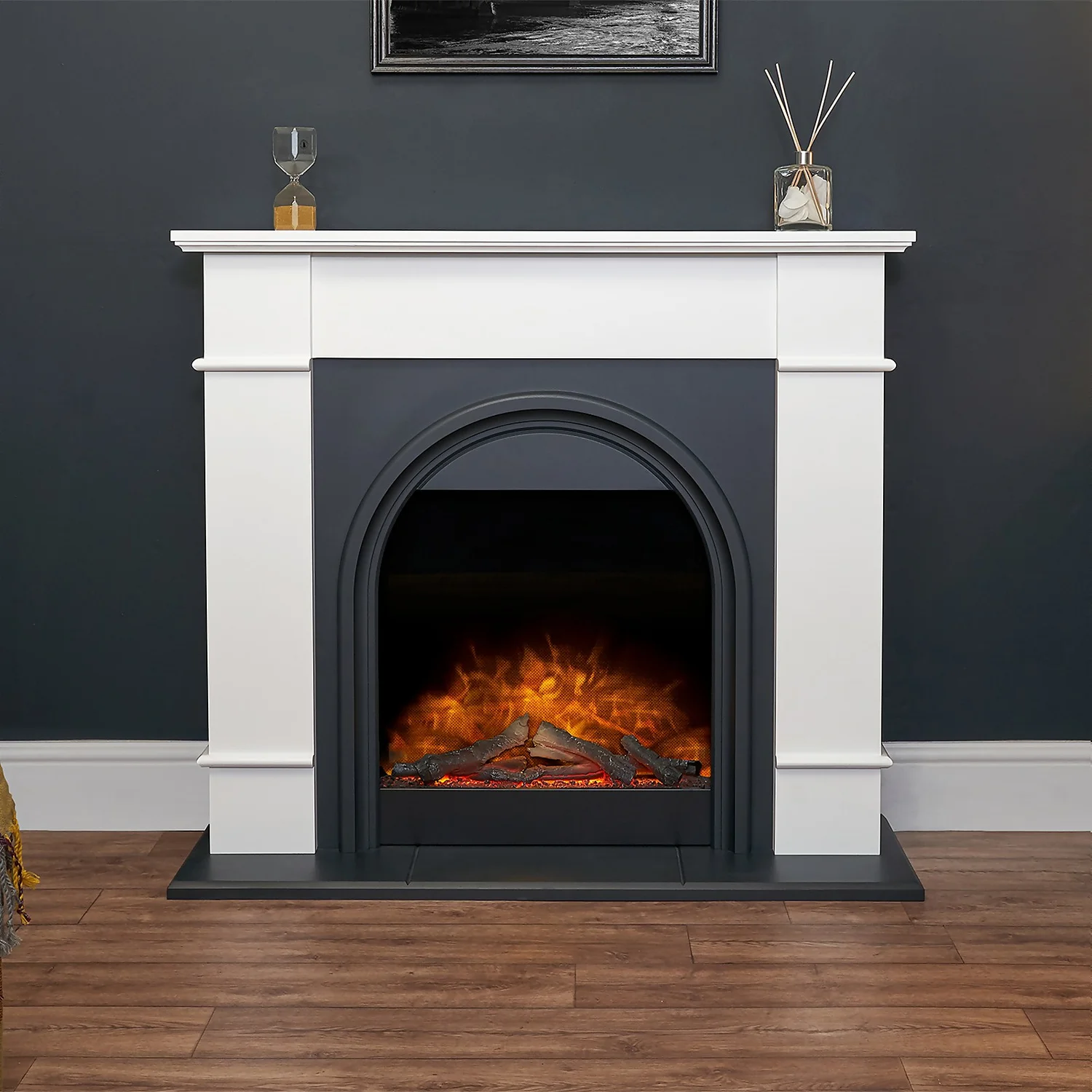 Αδάμ Adam Chesterfield Electric Fireplace Suite With Flat To Wall Fitting In White & Charcoal Grey, 44 Inch 6 Αδάμ Adam Chesterfield Electric Fireplace Suite With Flat To Wall Fitting In White & Charcoal Grey, 44 Inch - Image 6