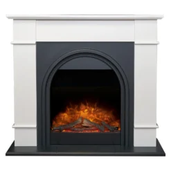 Αδάμ Adam Chesterfield Electric Fireplace Suite With Flat To Wall Fitting In White & Charcoal Grey, 44 Inch