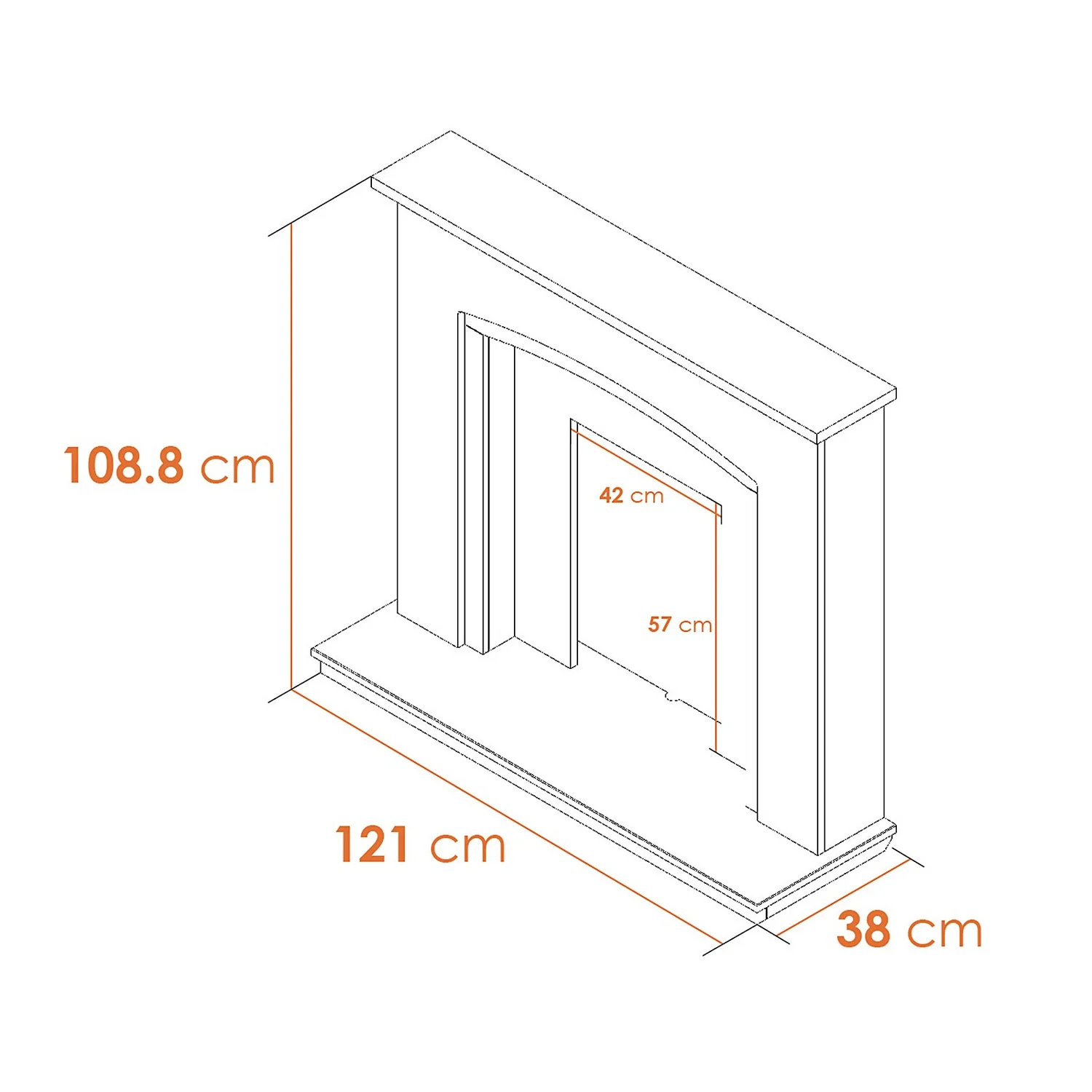 Αδάμ Adam Savanna Fireplace In Pure White & Grey With Downlights & Eclipse Electric Fire With Inset Fitting In Chrome, 48 Inch 6 Αδάμ Adam Savanna Fireplace In Pure White & Grey With Downlights & Eclipse Electric Fire With Inset Fitting In Chrome, 48 Inch - Image 6
