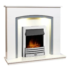 Αδάμ Adam Savanna Fireplace In Pure White & Grey With Downlights & Eclipse Electric Fire With Inset Fitting In Chrome, 48 Inch 9 Αδάμ Adam Savanna Fireplace In Pure White & Grey With Downlights & Eclipse Electric Fire With Inset Fitting In Chrome, 48 Inch -None || EGLO || Energizer Sales 14199617 8975009419498632