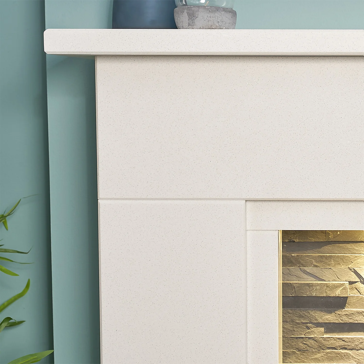 Acantha Miramar White Marble Stove Fireplace With Downlights & Woodhouse Electric Stove In Grey, 54 Inch 3 Acantha Miramar White Marble Stove Fireplace With Downlights & Woodhouse Electric Stove In Grey, 54 Inch - Image 3