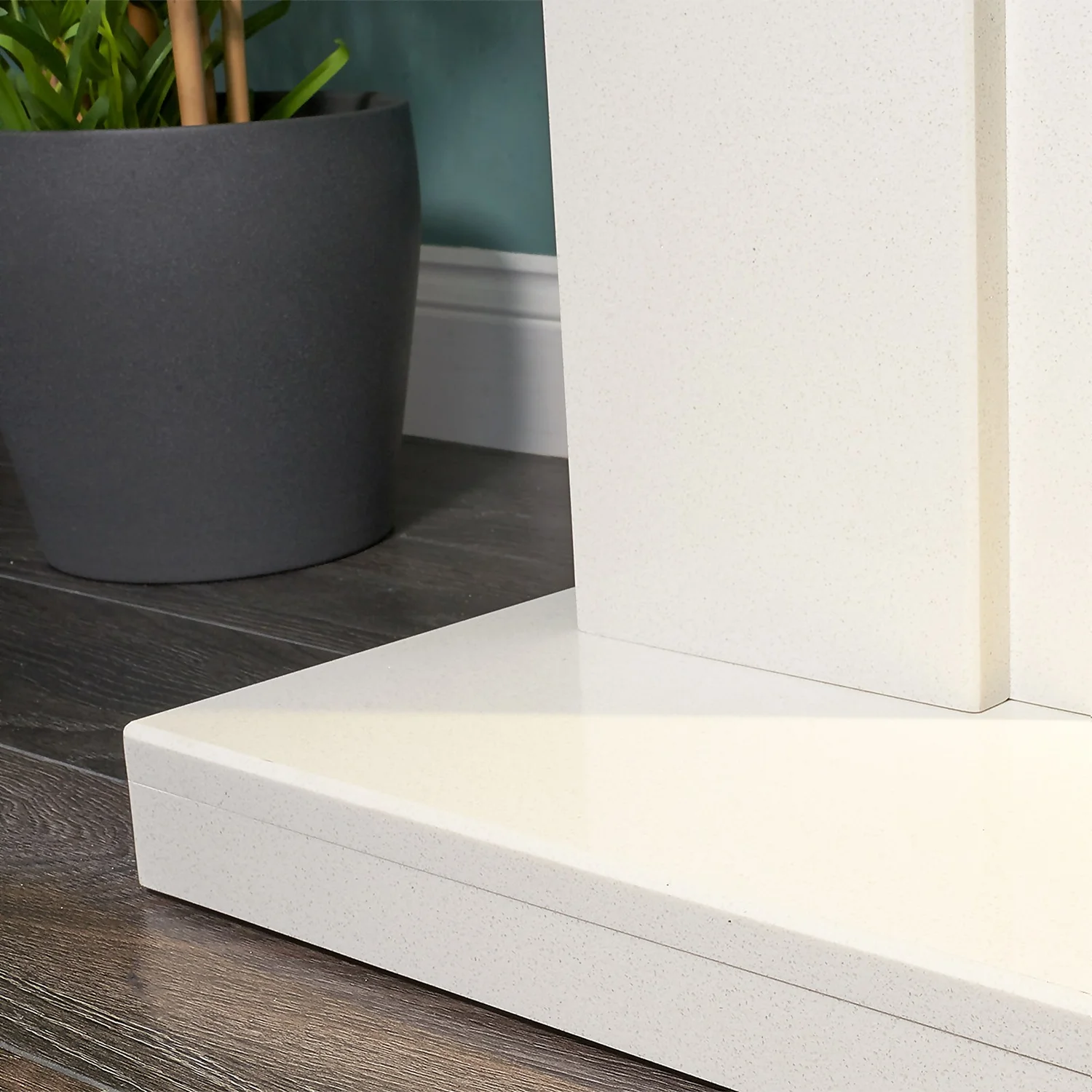 Acantha Miramar White Marble Stove Fireplace With Downlights & Woodhouse Electric Stove In Grey, 54 Inch 4 Acantha Miramar White Marble Stove Fireplace With Downlights & Woodhouse Electric Stove In Grey, 54 Inch - Image 4