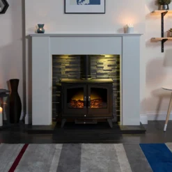 Acantha Montara Crystal White Marble Fireplace With Downlights & Woodhouse Electric Stove In Black, 54 Inch 10 Acantha Montara Crystal White Marble Fireplace With Downlights & Woodhouse Electric Stove In Black, 54 Inch -None || EGLO || Energizer Sales 14199621 1615009419561905