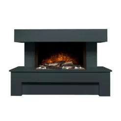 Αδάμ Adam Havana Fireplace Suite With Flat To Wall Fitting And Remote Control In Charcoal Grey, 43 Inch