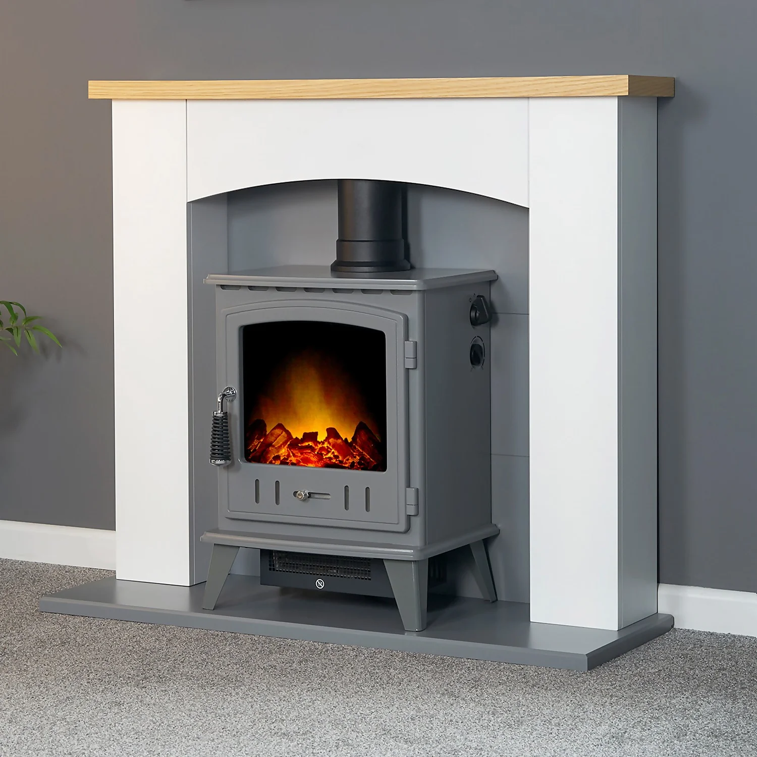 Αδάμ Adam Aviemore 1800W Freestanding Electric Stove With LED Flame Effect - Grey Enamel 2 Αδάμ Adam Aviemore 1800W Freestanding Electric Stove With LED Flame Effect - Grey Enamel - Image 2