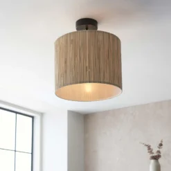 Caen Semi Flush Ceiling Light - Natural -None || EGLO || Energizer Sales 14301796 1595038439089281