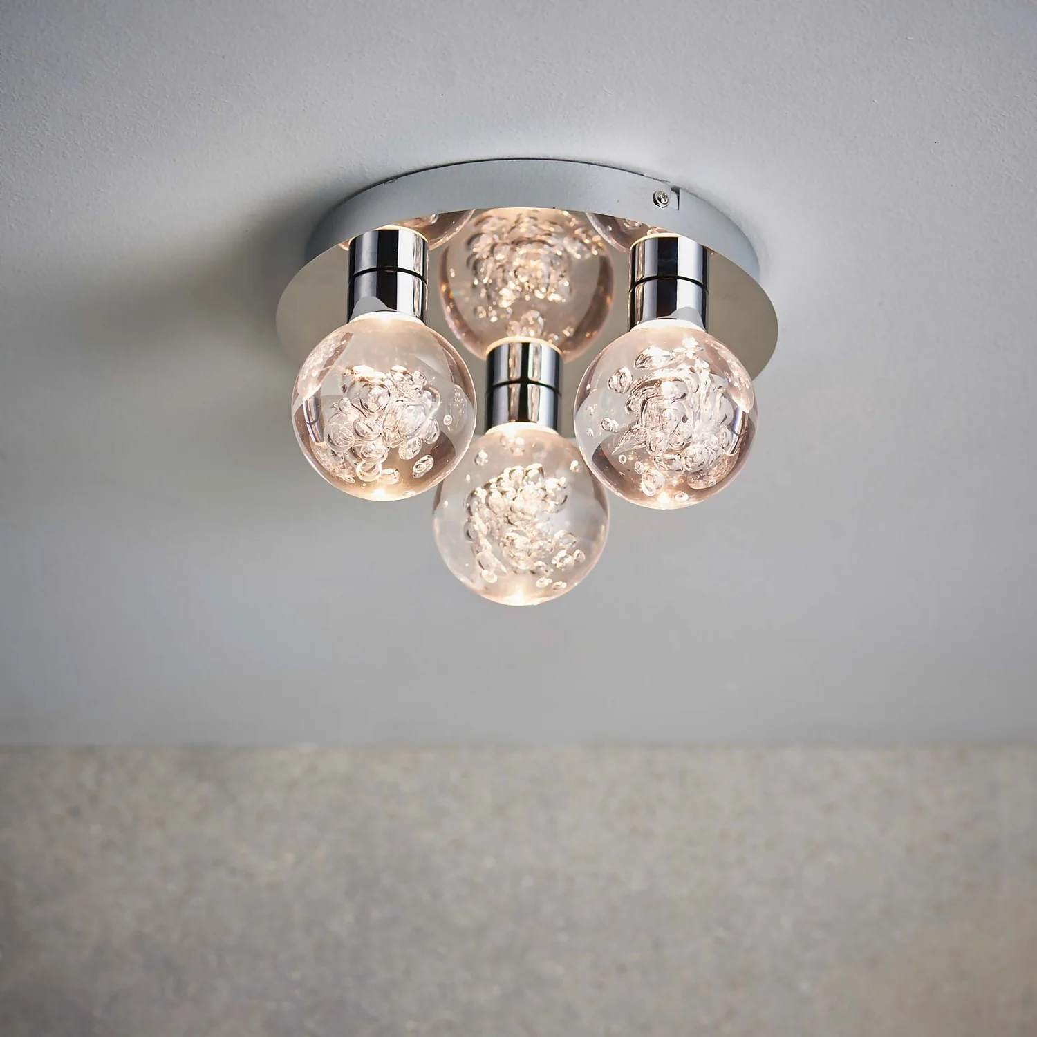 Leoch Bathroom Flush Ceiling Light - Chrome Effect 1 Leoch Bathroom Flush Ceiling Light - Chrome Effect