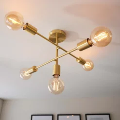 Logie Semi Flush Ceiling Light - Brass Effect -None || EGLO || Energizer Sales 14301818 1055038438992516