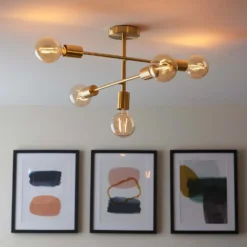 Logie Semi Flush Ceiling Light - Brass Effect -None || EGLO || Energizer Sales 14301818 1365038438855872