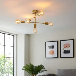 Logie Semi Flush Ceiling Light - Brass Effect -None || EGLO || Energizer Sales 14301818 3405038438917240