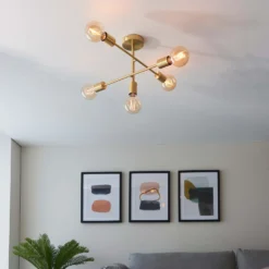 Logie Semi Flush Ceiling Light - Brass Effect -None || EGLO || Energizer Sales 14301818 4345038439050593