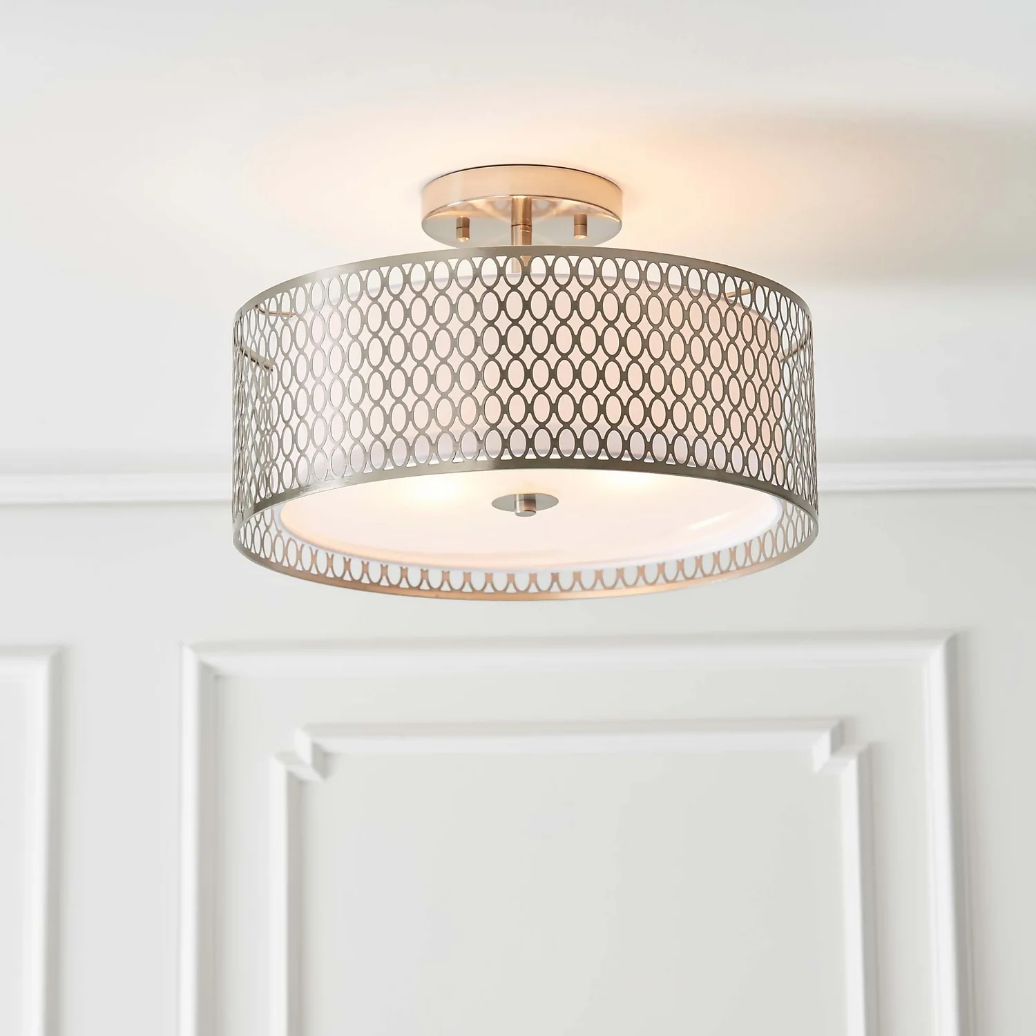 Orton Flush Ceiling Light - Nickel Effect 1 Orton Flush Ceiling Light - Nickel Effect