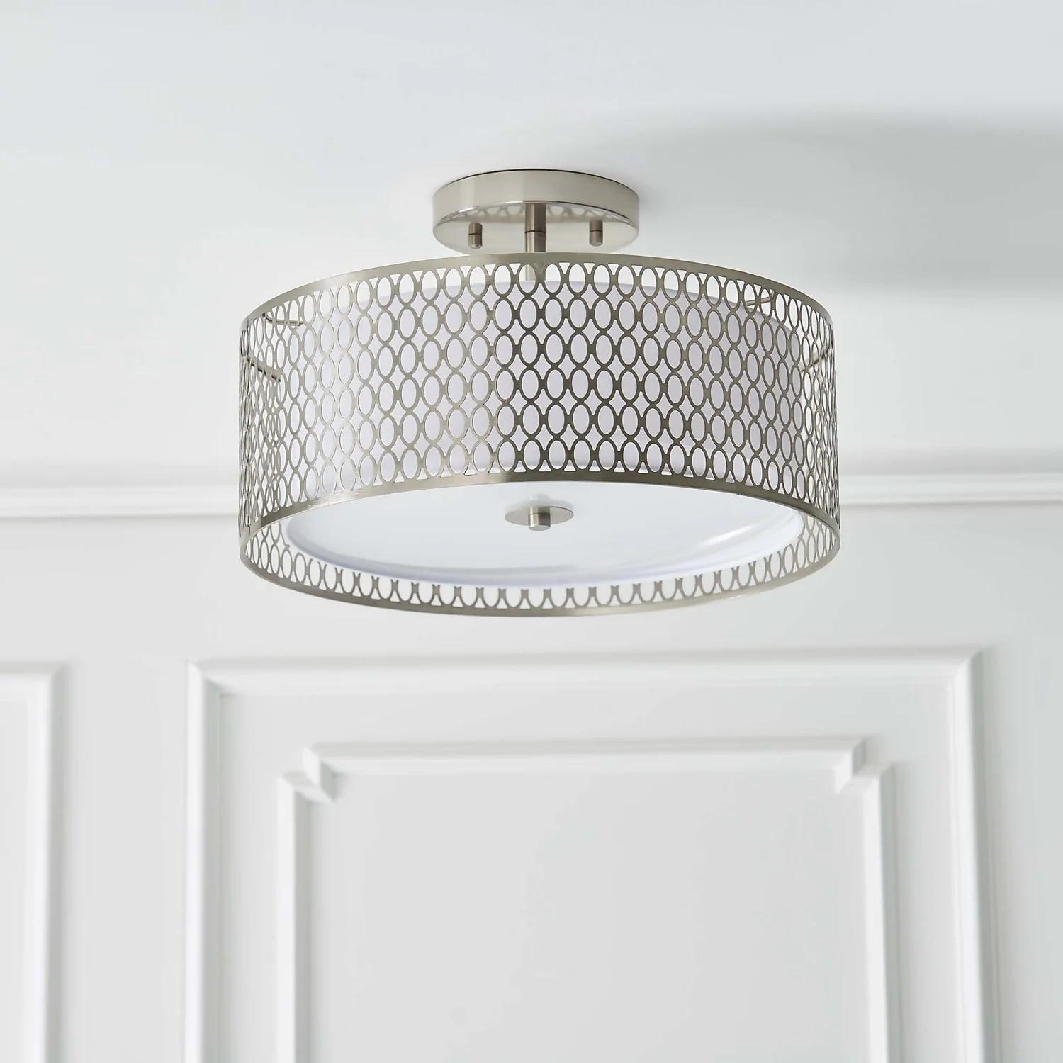 Orton Flush Ceiling Light - Nickel Effect 3 Orton Flush Ceiling Light - Nickel Effect - Image 3