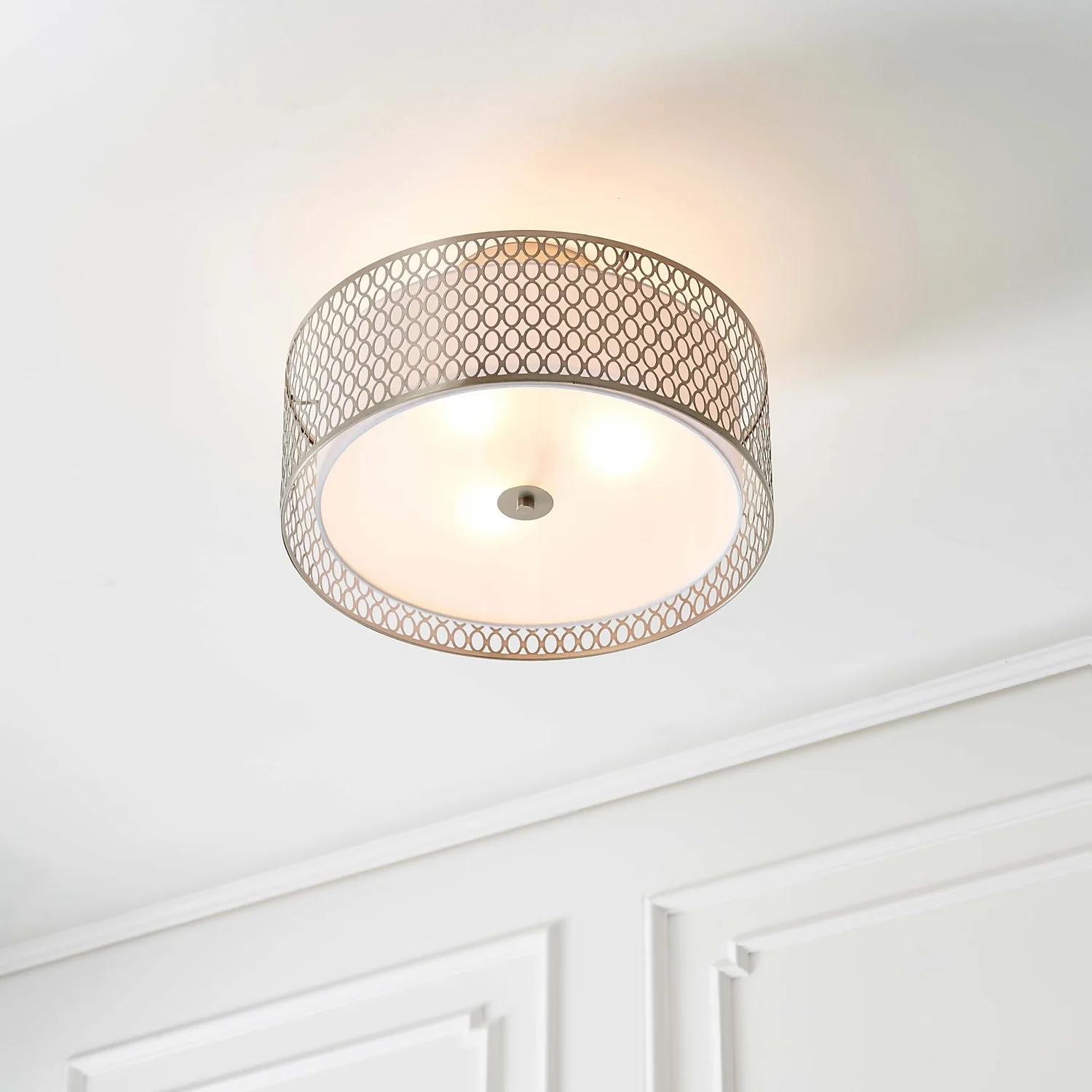 Orton Flush Ceiling Light - Nickel Effect 4 Orton Flush Ceiling Light - Nickel Effect - Image 4