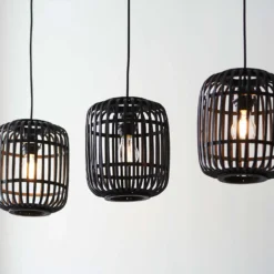 Saval 3 Lamp Pendant Diner Bar Light - Dark Bamboo -None || EGLO || Energizer Sales 14301826 1845038437917034