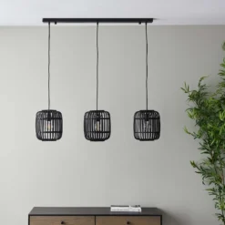 Saval 3 Lamp Pendant Diner Bar Light - Dark Bamboo -None || EGLO || Energizer Sales 14301826 1955038437827793