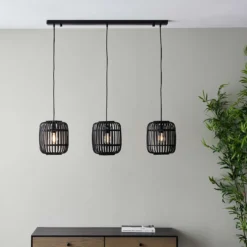 Saval 3 Lamp Pendant Diner Bar Light - Dark Bamboo -None || EGLO || Energizer Sales 14301826 9715038437780921