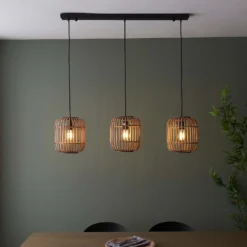 Saval 3 Lamp Pendant Diner Bar Light - Natural Bamboo -None || EGLO || Energizer Sales 14301827 4415038439206326