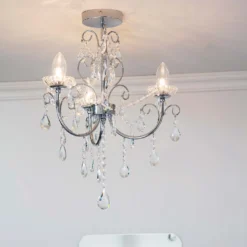 Shanzie Semi Flush Bathroom Chandelier Light - Chrome Effect
