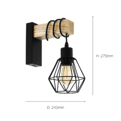 Eglo Townshend 5 Wall Light - Black & Wood -None || EGLO || Energizer Sales 14302940 2045038224159390
