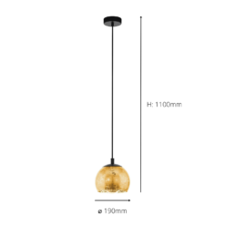 Eglo Albaraccin Pendant Ceiling Light - Black & Gold -None || EGLO || Energizer Sales 14302950 1535038223095695