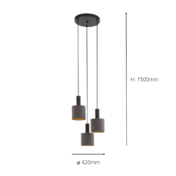 Eglo Concessa 1 3 Lamp Pendant Ceiling Light - Cappuccino & Gold -None || EGLO || Energizer Sales 14302962 2135038224304077