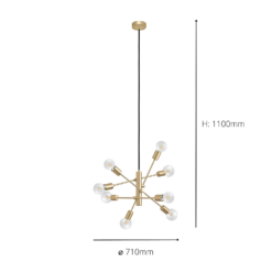 Eglo Gradoli 1 8 Lamp Pendant Ceiling Light - Brushed Brass -None || EGLO || Energizer Sales 14302964 1085038223634270