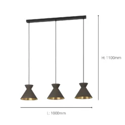 Eglo Nastasia 3 Lamp Pendant Diner Bar Light - Cappuccino & Brass -None || EGLO || Energizer Sales 14302968 6225039958073122