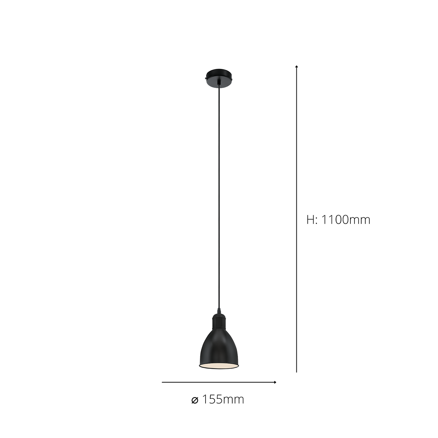 Eglo Priddy Pendant Ceiling Light - Black 5 Eglo Priddy Pendant Ceiling Light - Black - Image 5