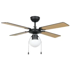 Eglo Fortaleza Ceiling Fan With Light - Matt Black & Wood -None || EGLO || Energizer Sales 14742119 1855052700274466