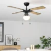Eglo Fortaleza Ceiling Fan With Light - Matt Black & Wood