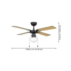 Eglo Fortaleza Ceiling Fan With Light - Matt Black & Wood -None || EGLO || Energizer Sales 14742119 6635052700447398