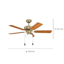 Eglo Cadiz Ceiling Fan With Light - Aged Brass & Wood -None || EGLO || Energizer Sales 14742121 1455052700419252