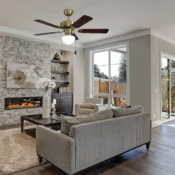 Eglo Cadiz Ceiling Fan With Light - Aged Brass & Wood -None || EGLO || Energizer Sales 14742121 7655052700454133