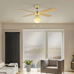 Eglo Fortaleza Ceiling Fan With Light - Bronze & Wood
